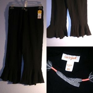 Flare Calf Ruffle NWT Stretchy Drawstring Cat & Jack Pants XL 14/16 Black